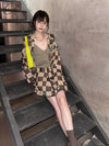 YANYAN KNITS 24 Autumn and Winter Fireworks Mini Skirt YYK-YYW24-1181-ZONGYANMAI Brown/Oatmeal